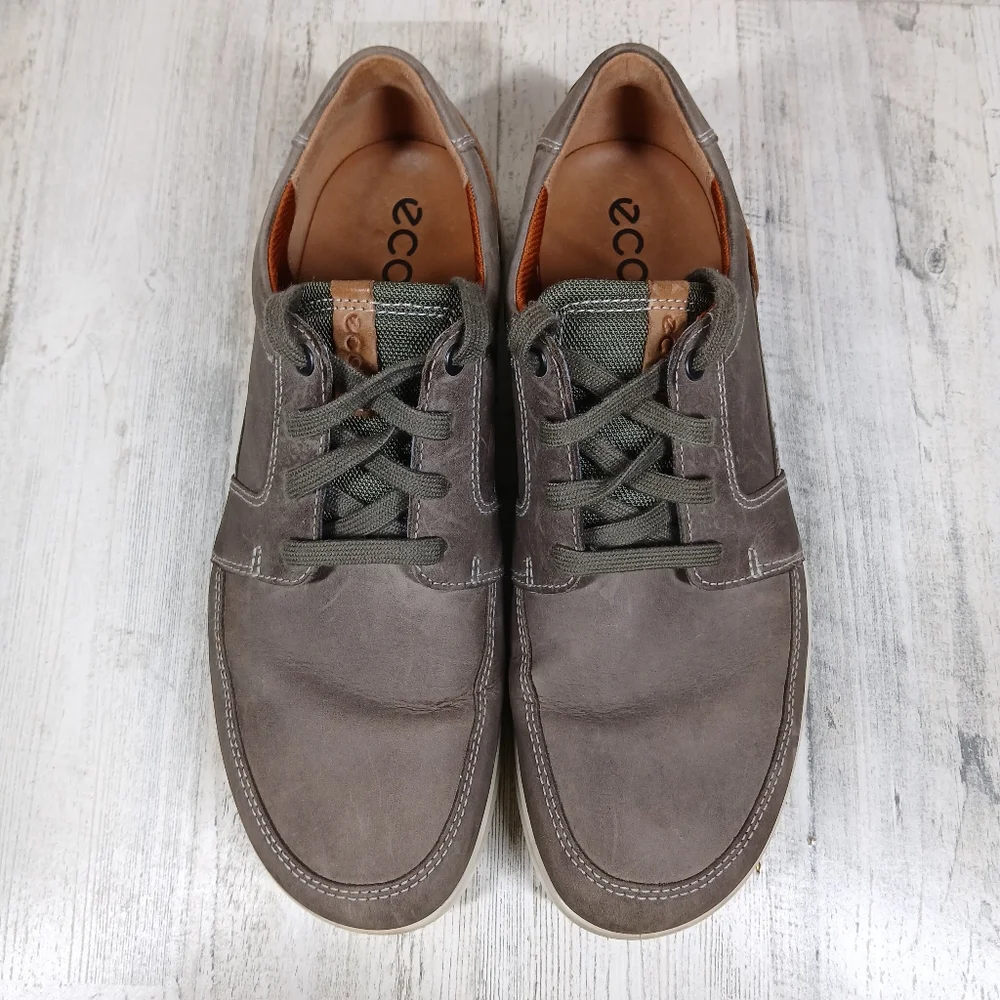 Ecco‎ Gray Nubuck Leather Lace-Up Casual Comfort Sneakers #10
